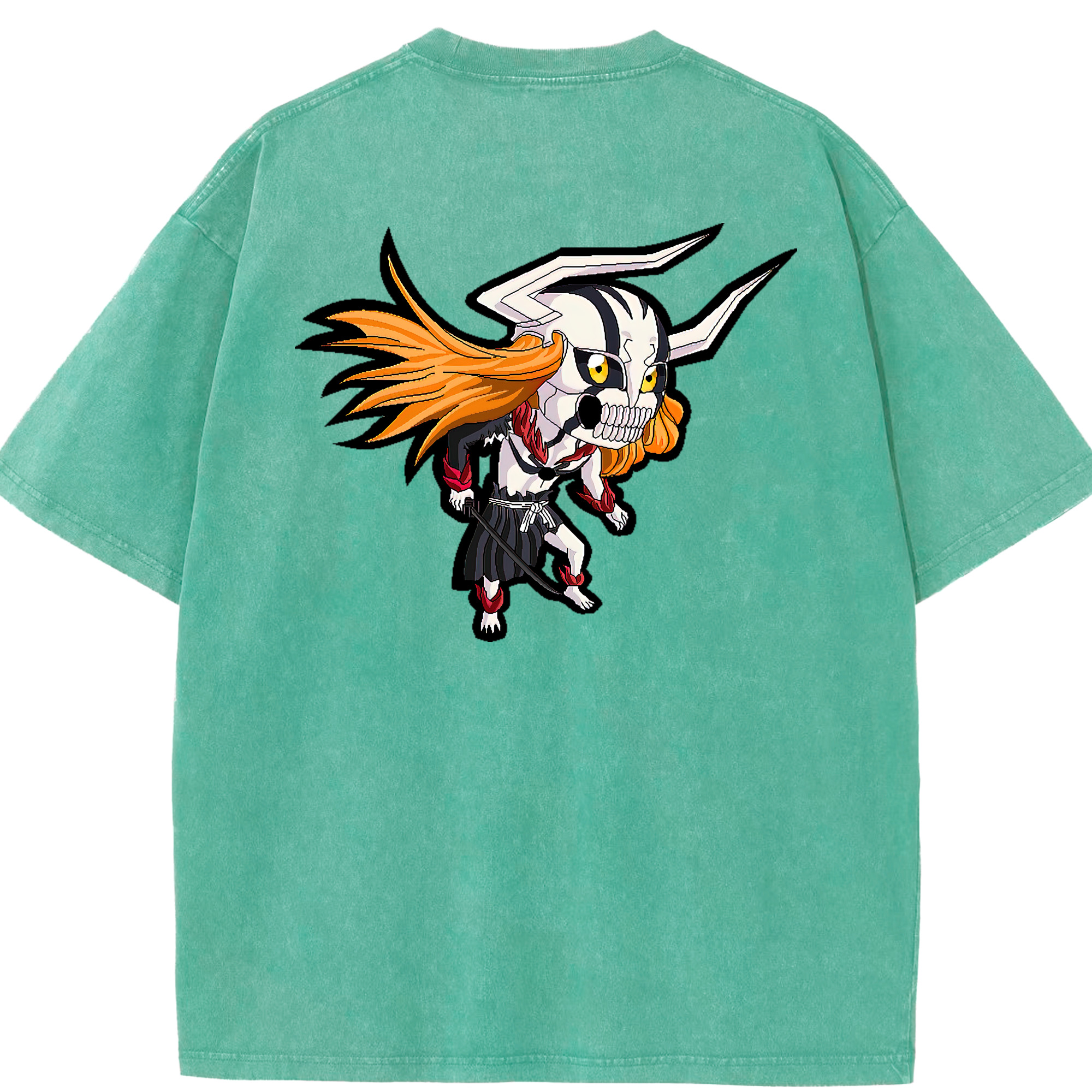 （画像用） ブリーチ 黒崎一護（くろさき いちご）BLEACH Kurosaki Ichigo 綿100% ヴィンテージ風 半袖Tシャツ（背面プリント）